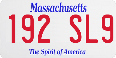 MA license plate 192SL9