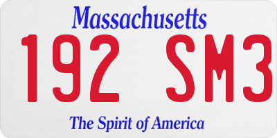 MA license plate 192SM3