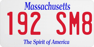MA license plate 192SM8