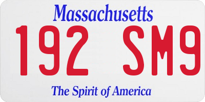 MA license plate 192SM9