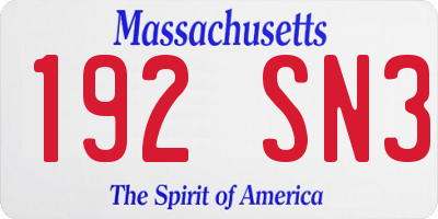 MA license plate 192SN3