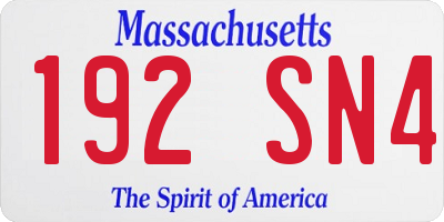 MA license plate 192SN4