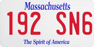 MA license plate 192SN6