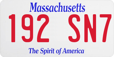 MA license plate 192SN7