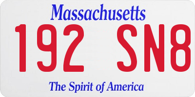 MA license plate 192SN8