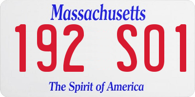 MA license plate 192SO1