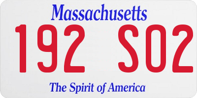MA license plate 192SO2