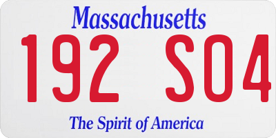 MA license plate 192SO4