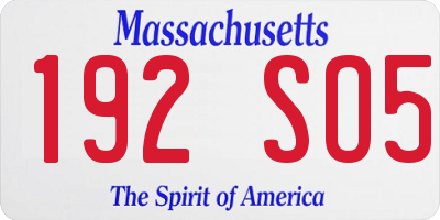 MA license plate 192SO5