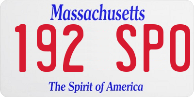 MA license plate 192SP0