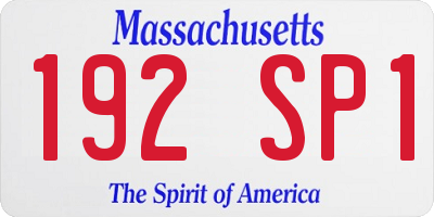 MA license plate 192SP1
