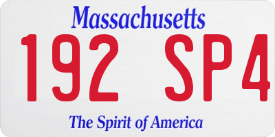 MA license plate 192SP4