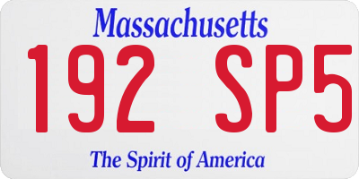 MA license plate 192SP5
