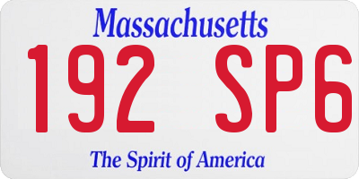 MA license plate 192SP6