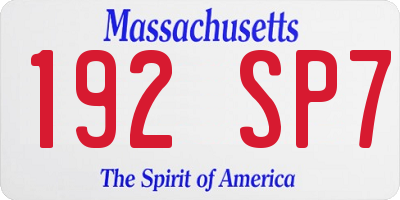 MA license plate 192SP7