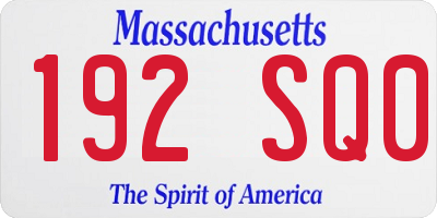 MA license plate 192SQ0