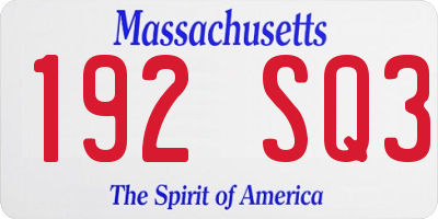 MA license plate 192SQ3