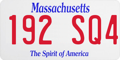 MA license plate 192SQ4