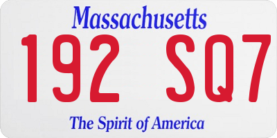 MA license plate 192SQ7