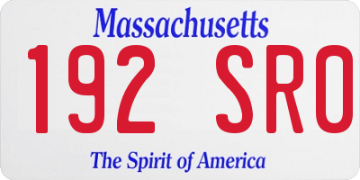MA license plate 192SR0