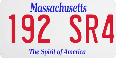 MA license plate 192SR4