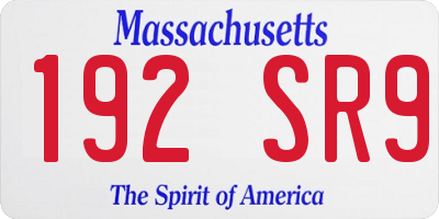 MA license plate 192SR9