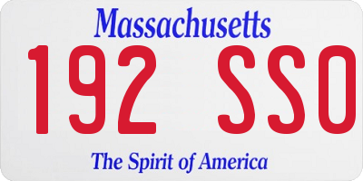 MA license plate 192SS0