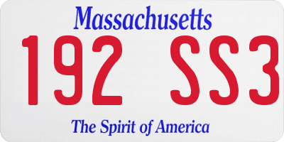 MA license plate 192SS3