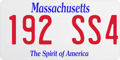 MA license plate 192SS4