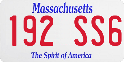 MA license plate 192SS6