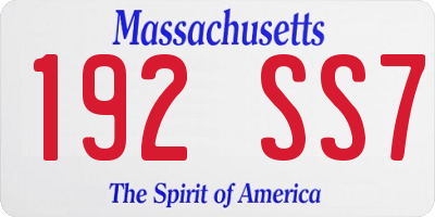 MA license plate 192SS7