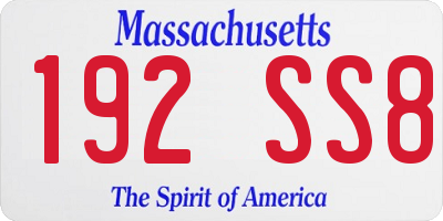 MA license plate 192SS8