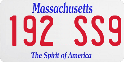 MA license plate 192SS9