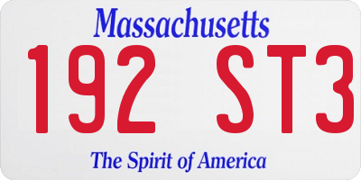 MA license plate 192ST3