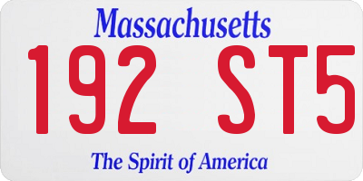 MA license plate 192ST5