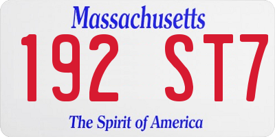 MA license plate 192ST7