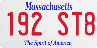 MA license plate 192ST8
