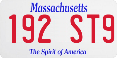 MA license plate 192ST9