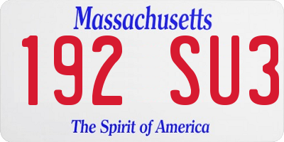 MA license plate 192SU3