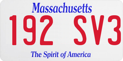MA license plate 192SV3