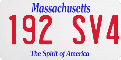 MA license plate 192SV4