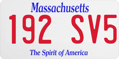 MA license plate 192SV5