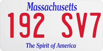 MA license plate 192SV7