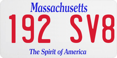 MA license plate 192SV8