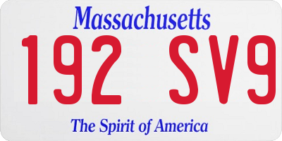MA license plate 192SV9
