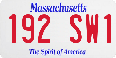 MA license plate 192SW1