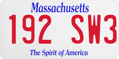 MA license plate 192SW3