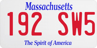 MA license plate 192SW5