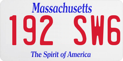 MA license plate 192SW6
