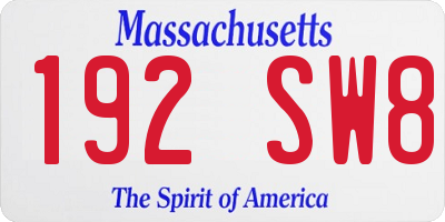 MA license plate 192SW8